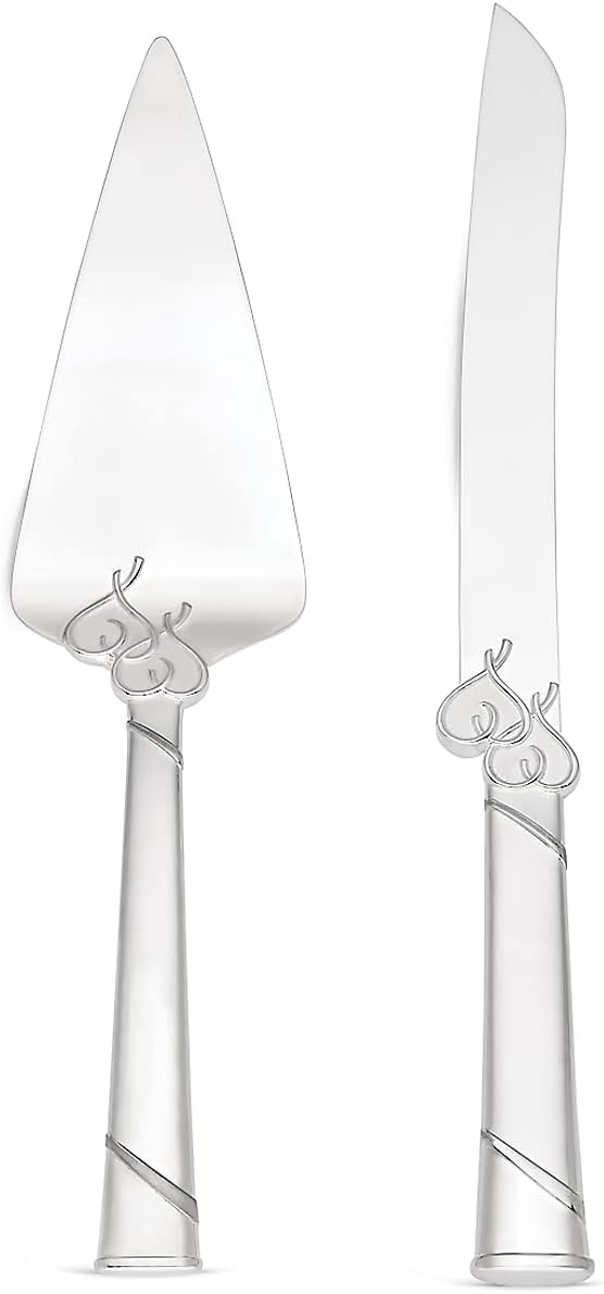 812615 True Love Cake Knife & Server, Metallic