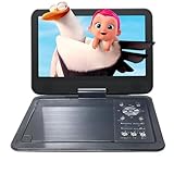Surfola ポータブルDVDプレーヤー 12.5型 10.5インチ液晶 4~5時間再生可能 リージョンフリー再生 地域制限なし USB/SDカード再生 270度回転対応 TV同期 AV入出力 ラストメモリー機能搭載 SD02【ブルーレイ非対応】ブラック