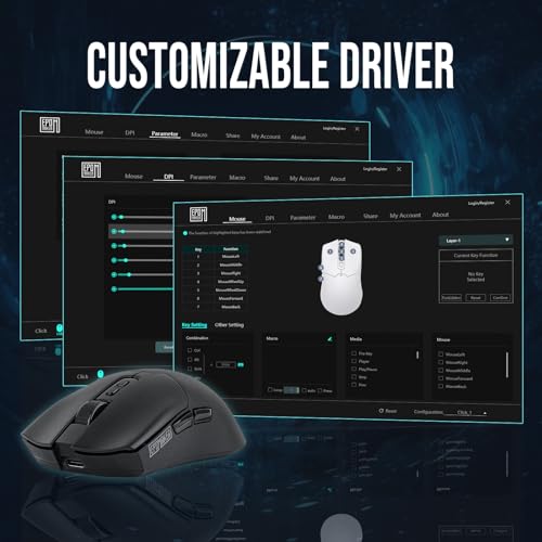 Image of EPOMAKER Click Gaming Mouse Wireless 2.4Ghz /BT /Type-C, 800 to 42,000 DPI Adjustable, 8K Polling Rate, 500mAh, Lightweight Optical Mouse, for PC /Mac /Linux (Black)