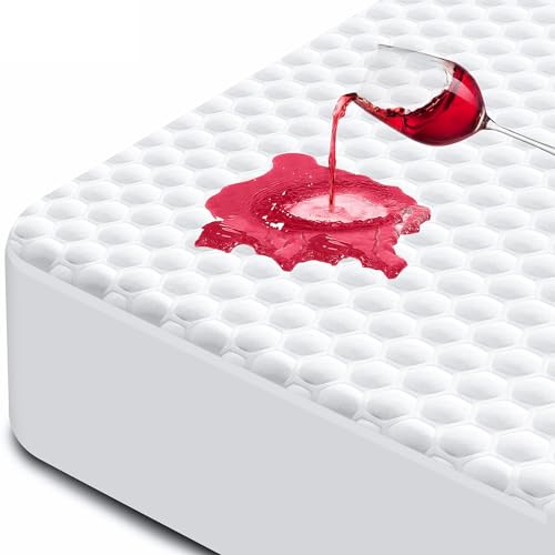 HYLEORY 100% Waterproof Mattress Protector Queen Size Viscose Made from Bamboo Mattress Pad Cover Noiseless Washable with Deep Pocket Up to 21\"