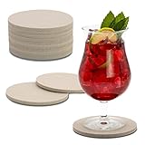 SwavGo Filz Untersetzer Getränkeset, 12er Bunte Filzunterlagen für Gläser, Tassen, Flaschen - Filzuntersetzer rund abwaschbar… (Beige)