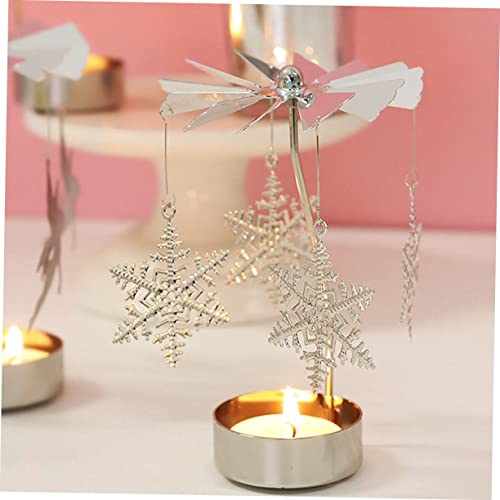 Garvalon 3Pcs Hot Swivel Candle Holder Wedding Ceremony Decorations Metal Stand Carousel Candle Holder Snowflake Candle Christmas Candle Holder Angel Tealight Stand Candle Stands Decors #TOP2