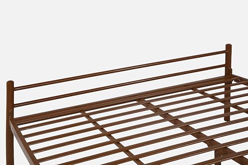 Image of Nivo Metal King Size Bed Without Storage | Wrought Iron Double Bed with Headboard & Footboard | Sturdy Powder Coated Platform Bed King Size Cot for BedroomLivingRoom Brown (75x72)