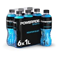 Powerade Sports Mountain Blast, kalorienarmes Sport Getränk mit Fruchtmix-Geschmack, mit Elektrolyten, Sport Drink in stylischen Einweg Flaschen (6 x 1000 ml)