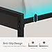 Rolanstar Bed Frame Twin Size with USB Charging Station, LED Bed Frame with Wood Storage Headboard, Black Metal Platform Bed with Under Bed Storage, No Box Spring Needed, Noise Free