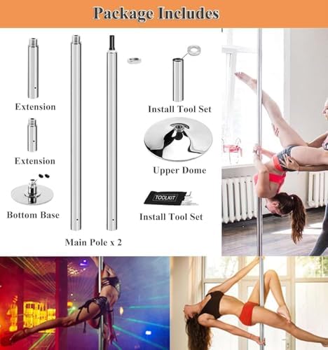 Premium Dance Pole Removable Spinning Static Dancing HeavyDuty Steel Pole Adjustable Height,Dancer Pole,Dance Pole Professional Spinning Pole Portable Removable Adjustable 45mm, Spinning Sta