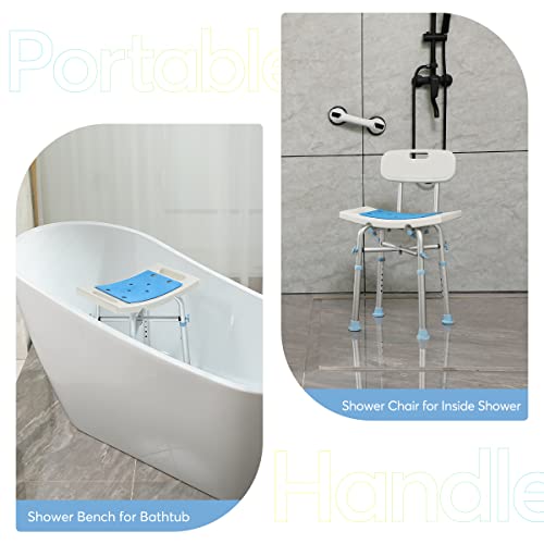 OasisSpace Heavy Duty Shower Chair with Back 500lb, EVA Padded Bath