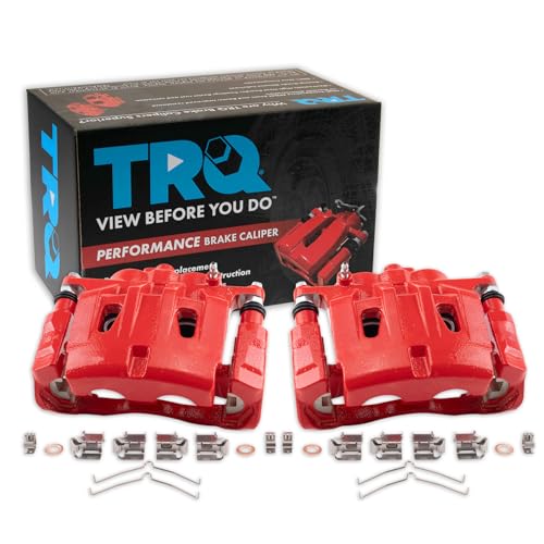 Image of TRQ Front Brake Caliper Set Painted Red Brackets Compatible with 2010-2015 Lexus RX350 2015 RX450h 2010-2019 Toyota Highlander 2011-2020 Sienna