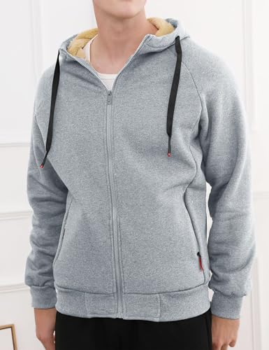 Image of Gihuo Men's Winter Sherpa Lined Hoodie Zip Up Sweatshirt Warm Jacket