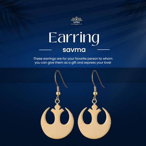 Savma Handmade Rebel Alliance Stainless Steel Earrings for Women Gold & Silver Plated Fishhook Trendy Lightweight Jewelry Hoop Dangle Earring-Fashionable Accessories - Gift4