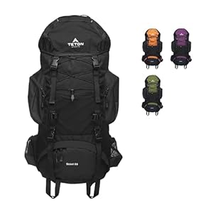 TETON 55L Scout Internal Frame Backpack for Hiking, Camping, Backpacking, Rain Cover Included