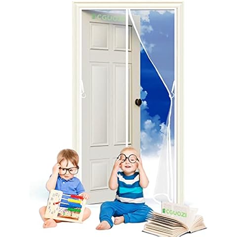 Magnetic Screen Door, 80 x 180 cm Mesh Curtain Magnetic Fly Screen Door, Magnetic Screen Door Curtain, Bug Out &Keep Fresh Air, Screen Door Easy to Install Without Drilling Fits Door Up to White Cover