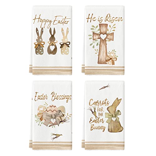 Artoid Mode He is Risen Bunny Rabbit Bow Ties Blessings Happy Easter Kitchen Towels Dish Towels, 18x26 Inch Seasonal Decoration Hand Towels Set of 4 Artoid Mode He is Risen Bunny Rabbit Bow Ties Blessings Happy Easter Kitchen Towels Dish Towels, 18x26 Inch Seasonal Decoration Hand Towels Set of 4