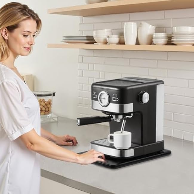 VEVOR Appliance Slider, Medium 14 x 9.5-inch, Rolling Sliding Tray with Silent Rubber Wheels & Hollow Handle, Easy to Clean, Appliance Rolling Tray for Coffee Maker, Kitchen Countertop, Black