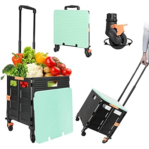 Einkaufstrolley, Klappbar Transport Trolley, Shopping Cart, Trolley mit Deckel, Faltbar Einkaufstrolley Einkaufswagen Faltbox Cover