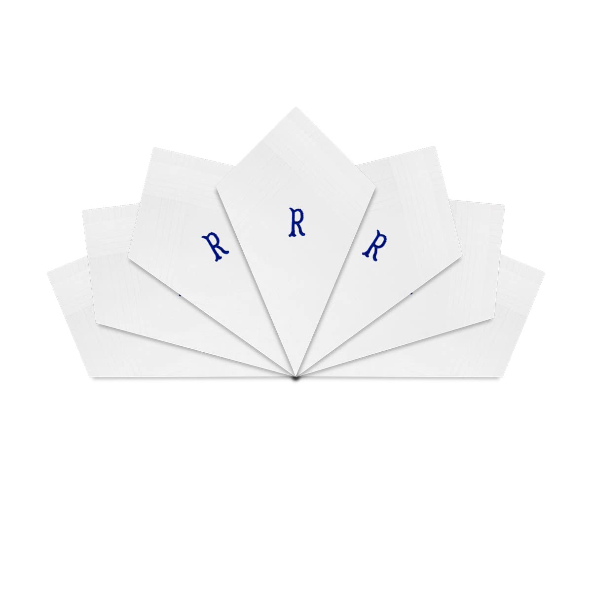 Warwick & Vance Unisex R 7 Pack Of Mens/Gentlemens White Satin Bordered Handkerchiefs With Blue Embroidered Initials, Lette