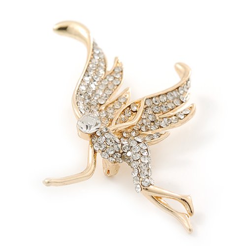 Broche de cristal transparente chapado en oro como regalo de aniversario 3