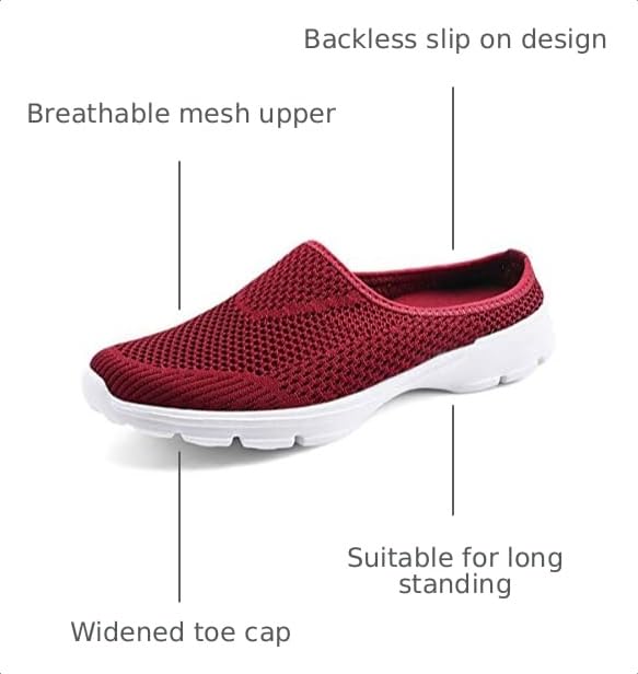 Image of ChicWind Womens Breathable Mesh Walking Mules Sneakers Open Back Slip On Shoes