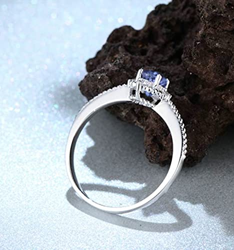 Bague Argent 925 Femme Simple sertie d'un Zirconium Violet Ovale Premium