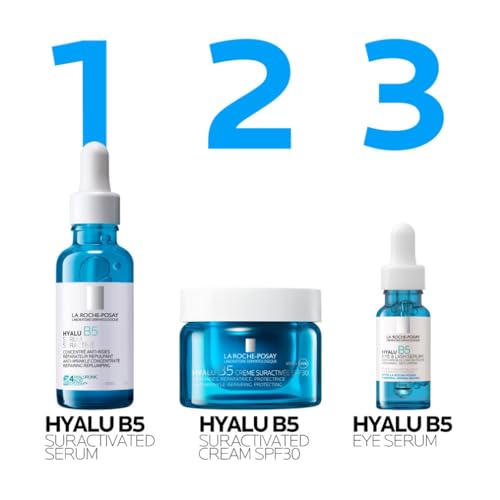 La Roche-Posay, Hyalu B5, Crème Suractivée SPF30, Crème Visage Raffermissante, Lissante, Repulpante, Anti-UV, Enrichie en Acide Hyaluronique et Vitamine B5, Tous Types de Peaux, Recharge 50 ml