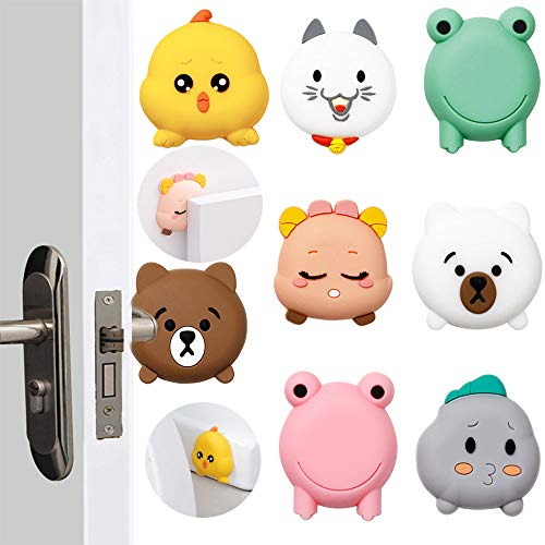 Tope de Puerta Protector de Pared Tope de Parachoques, Forma de Animal de Dibujos Animados Silicona Autoadhesivo Almohadilla de Silencio Antichoque para Mesa, Refrigerador, Armario, Gabinete Cover