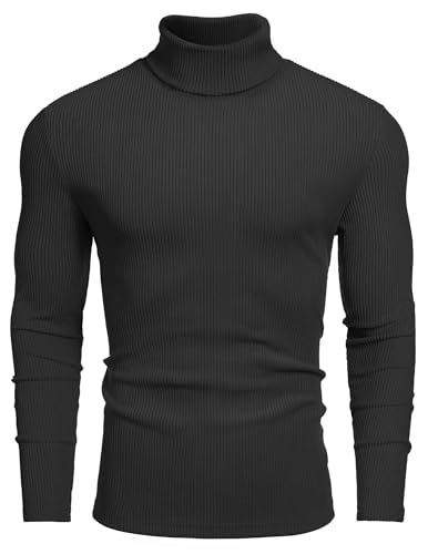COOFANDY Men's Ribbed Turtleneck Sweater Casual Basic Long Sleeve Knitted Pullover Sweater