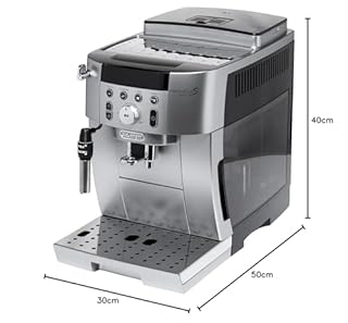De'Longhi Magnifica S Smart ECAM250.​31.​SB, Machine à Café Automatique avec Mousseur à Lait, Taille Compacte Machine Grain à Tasse, Mousseur à Lait Manuel, 4 Recettes en Une Touche, Argent Noir