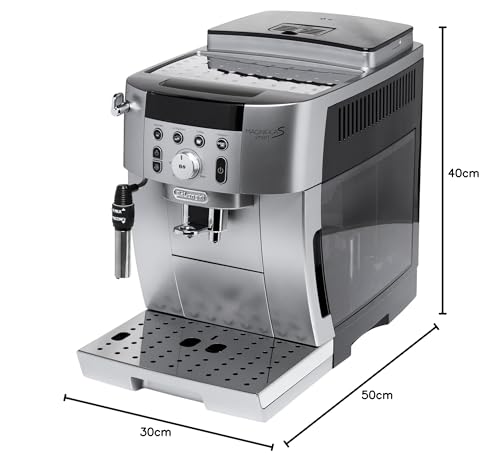 De'Longhi Magnifica S Smart ECAM250.​31.​SB, Machine à Café Automatique avec Mousseur à Lait, Taille Compacte Machine Grain à Tasse, Mousseur à Lait Manuel, 4 Recettes en Une Touche, Argent Noir