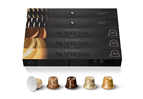 Nespresso Original - Bundle Barista Creations 50 Capsules - 10x Chiaro, 10x Scuro, 10x Corto, 10x Vaniglia, 10x Caramello