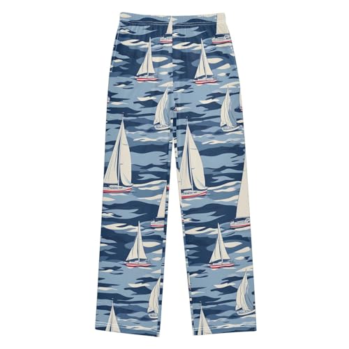 Boat Blue Nautical Coastal Pajama Pants Long Sleep Pant Soft PJ Bottoms Sleepwear