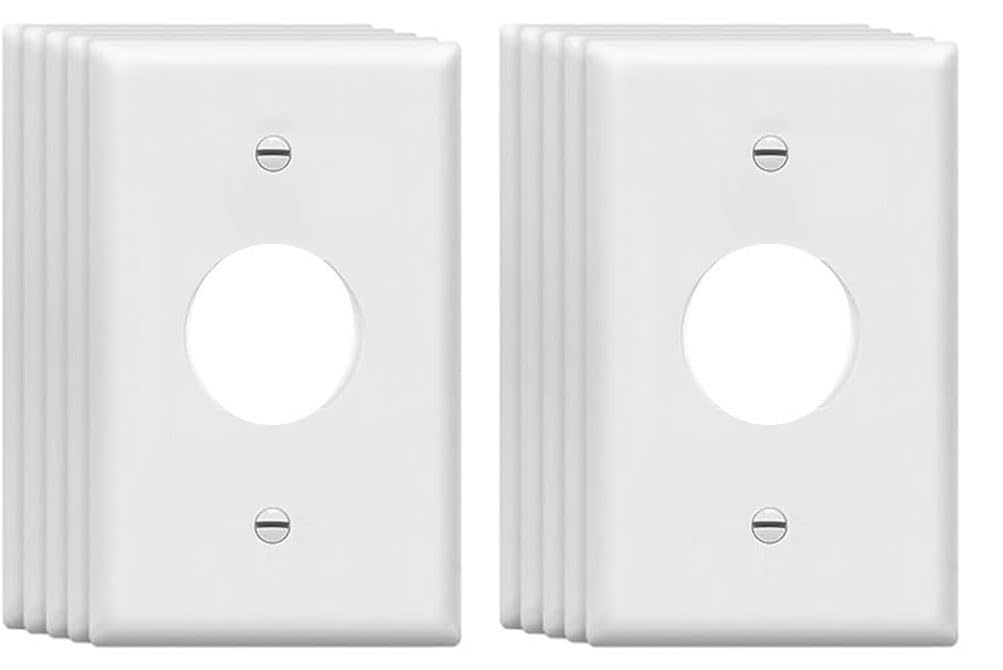 ZEFTV Mid-Size Single Outlet Cover Wall Plates 1-Gang 4.89" x 3.12" Switch Outlet Electrical Cover Plate Unbreakable Thermoplastic Faceplate for Light Receptacle Outlet Switch, White (10 Pack)