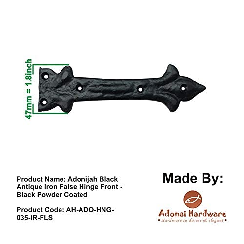 Image of Adonai Hardware Adonijah Antique Cast Iron Strap False or Faux or Dummy Hinge Front (6.5 inch x 20 Pack, Matte Black) for Barn Doors, Gates, Cabinets, Wooden Box, Furniture, Chest, Trunks and Sheds
