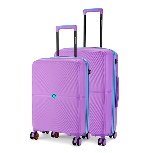 Image of Nasher Miles Bali Hard-Sided Polypropylene Luggage Set of 2 | 55cm & 65cm | 8 Wheels Small & Medium Trolley Bag for Travel | Suitcase (Purple)