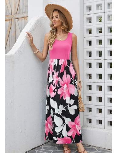 Image of Bluetime Women's Summer Boho Sleeveless Floral Print Tank Long Maxi Dress (S-3XL)