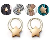0000 Vorhang Raffhalter Magnetisch, Gardinen Raffhalter, 2 Stück Kreative Gardinenhalter-Star, Geeignet für Vorhänge, Gardinen Wohnzimmer, Vorhänge für Kinderzimmer, Dekoration Wohnung Modern (Gold)