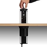 Materiales de alta calidad: la regleta de enchufes retráctil de LEUTED se compone de una aleación de aluminio y plástico PC ignífugo. La cubierta está hecha de plástico PC ignífugo de alta calidad para una mayor durabilidad. Adecuado para el lugar de trabajo, la cocina y el bricolaje.