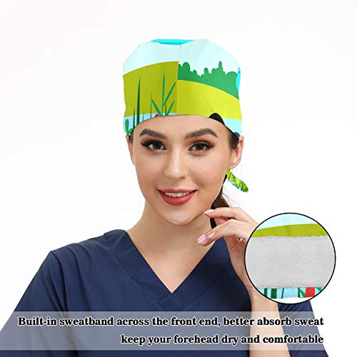 Working Cap with Sweatband Adjustable Tie Back Hats for Women Men,Unisex Hair Cover Hiking Camping Hat Gift One Size Bird Loon - Image 10
