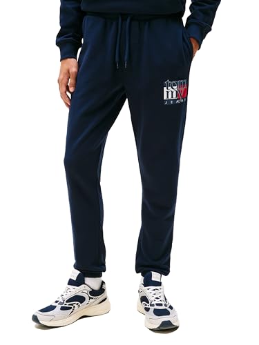 Tommy Jeans Men's Casual Cotton Jogger Sweatpants with Printed Flag Logo