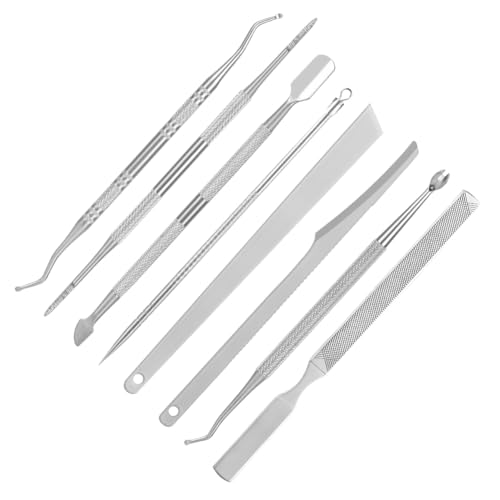LOPHE 8 Stück Set Eingewachsene und Nagelfeile, Kit zur Entfernung eingewachsener Zehennägel aus Edelstahl, Edelstahl Maniküre Nagelfeile Pediküre Fußpflege Werkzeuge für Hand Füße
