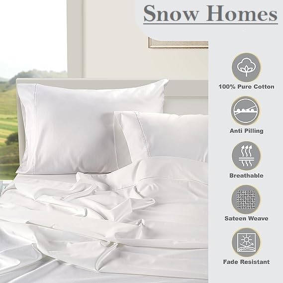 Miniatura 4 de snowhomes Juego de sábanas divididas tamaño Queen de 5 piezas para camas ajustables, 800 hilos, 100% algodón dividido, algodón de fibra larga, se