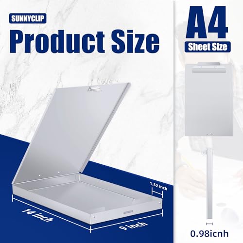 Metal Clipboard with Storage, Letter Size Form Holder Portfolio Aluminum Metal Binder with High Capacity Clip Posse Box - Surface for Legal Size Paper, for Office Business Professionals Stationer