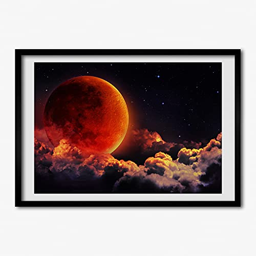 Peinture cadre en bois Tulup Eclipse De La Lune 70x50 cm Premium