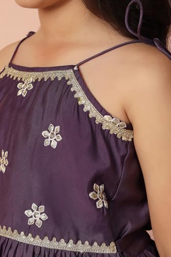 Image of Fashion Dream Girls Chanderi Ethnic Top & Palazzo Set|Indo Western Set|Salwar Suit