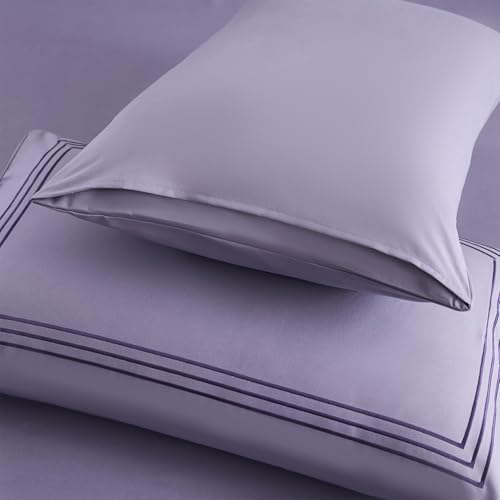 DCSKY Queen Pillow Cases Set of 2 - Purple Striped Print Microfiber Pillowcases， Super Soft and Cozy Cooling Pillow Case with Envelop Closure, 20”x30“ — view 6