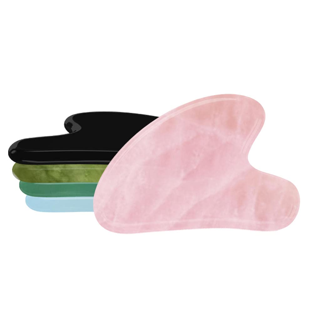Guache Raschietto 5pcs / lot Gua Sha Sha Scheda per il corpo facciale Guasha Massage Faccia Sollevamento Anti-Agente Viso Stuzzino per la cura della pelle-Quarzo rosa