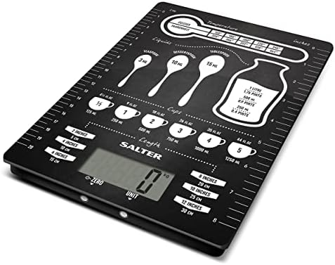 Salter Gadget Digital Kitchen Scales – Electronic Food Weighing Scale for Cooking / Baking, Easy Clean Modern Design, Perfect Present for Kitchen Accessories Gadget Lover – 23 x 17 x 1.5 cm, Black