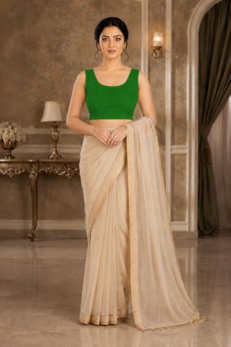 Image of Abhi Readymade Saree Blouse for Women- Sleeveless, Round Neck, Regular-fit, Stretchable, Pull-on Style Blouse