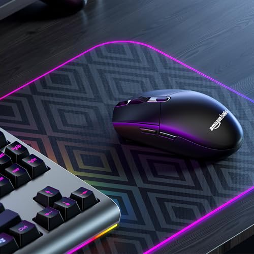 Image of amazon basics Pro Series Wireless Gaming Mouse, Hero Sensor, 12000 DPI, Lightweight | 6 Programmable Buttons | Compatible with PC /Mac | Rechargeable
