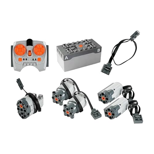 Servo Motor Funktion–8-teiliges elektrisches Spielzeugmotor-Set–Technology Power Functions mit Fernbedienung & Akku (wiederaufladbar),–kompatibel mit Lego–Verlängerungskabel–Kompatibel mit Technik
