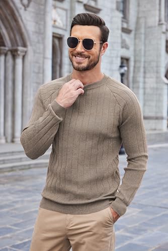 Coofandy Mens Cable Knit Sweaters Long Sleeve Holiday Sweater Casual Sweaters For Men Fashion Winter Sweater Brown thumb #2